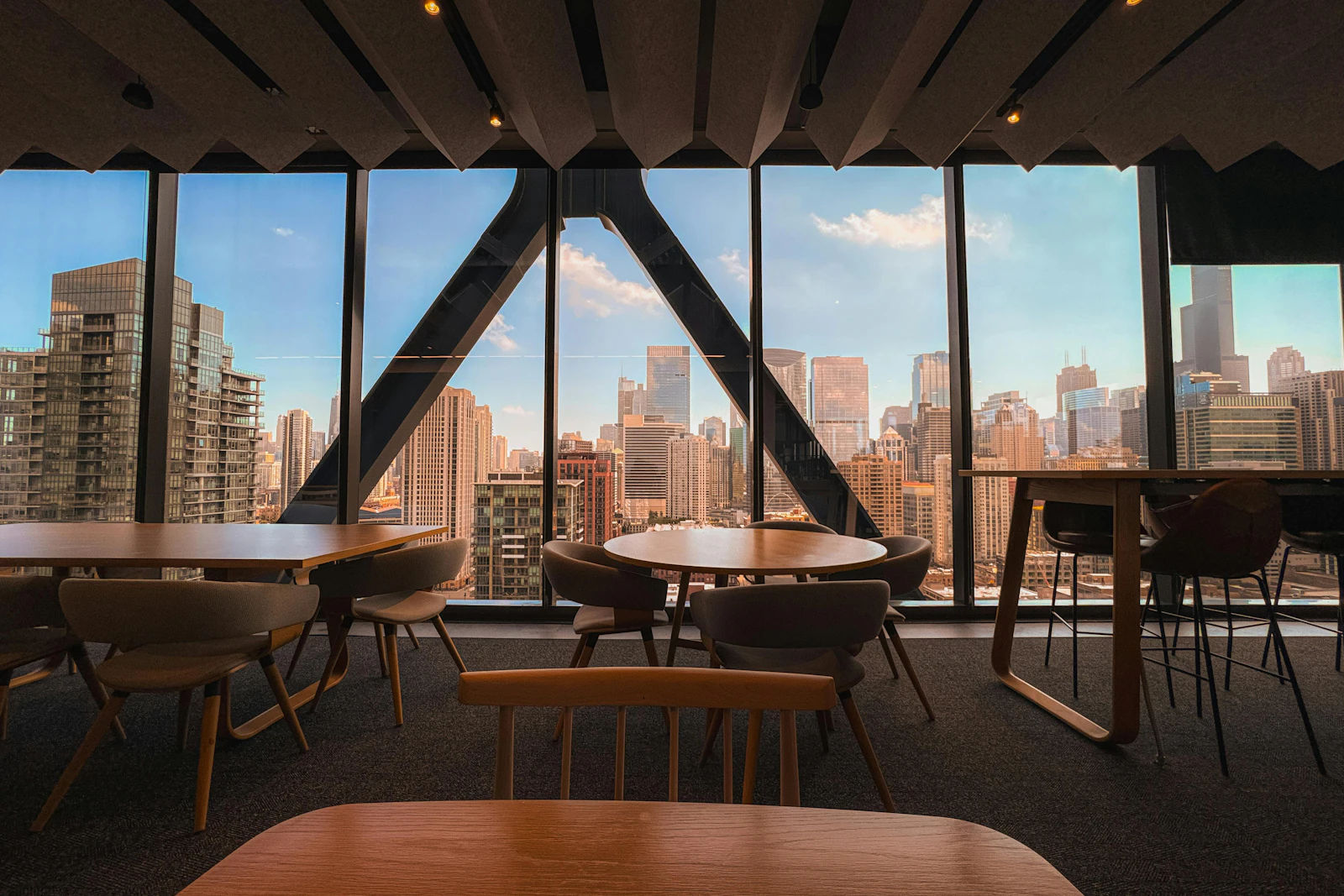 Modern office with a city view