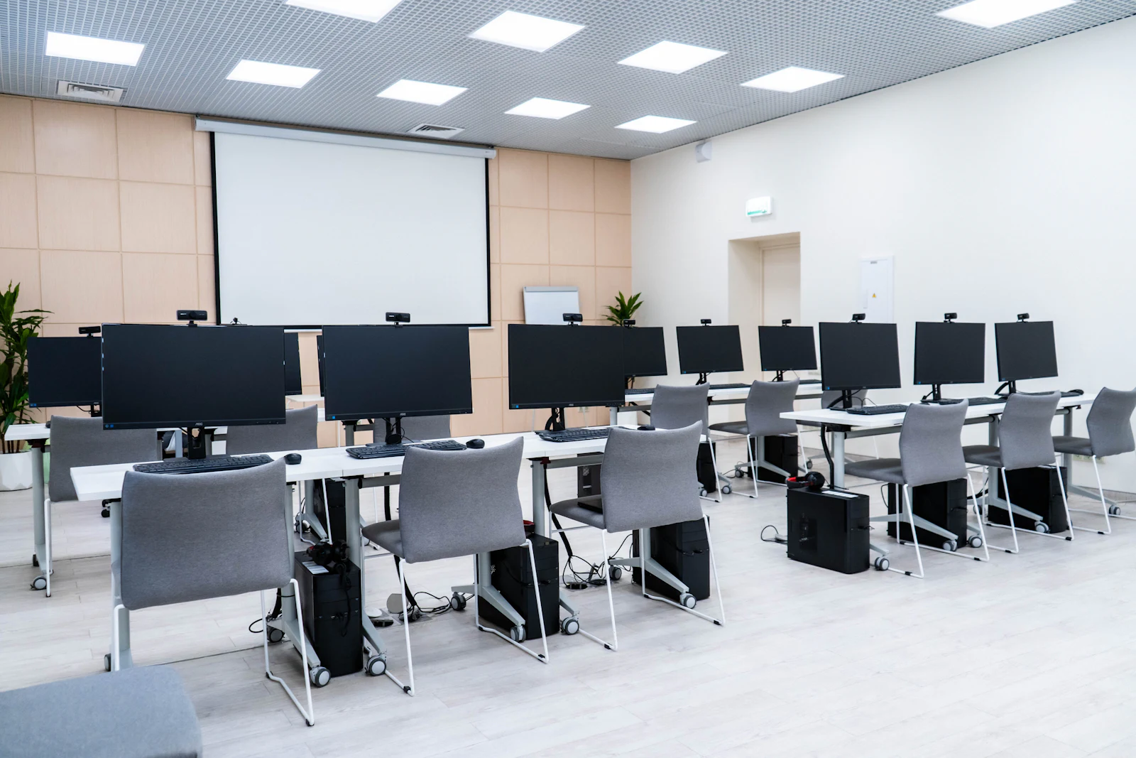 Training lab with workstations