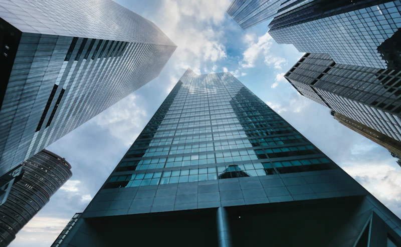 Glass towers seen from below